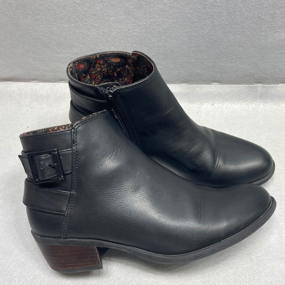 b.o.c. Ankle Boots Women 8.5 Black Buckle Strap Block Heel Booties CBWE23